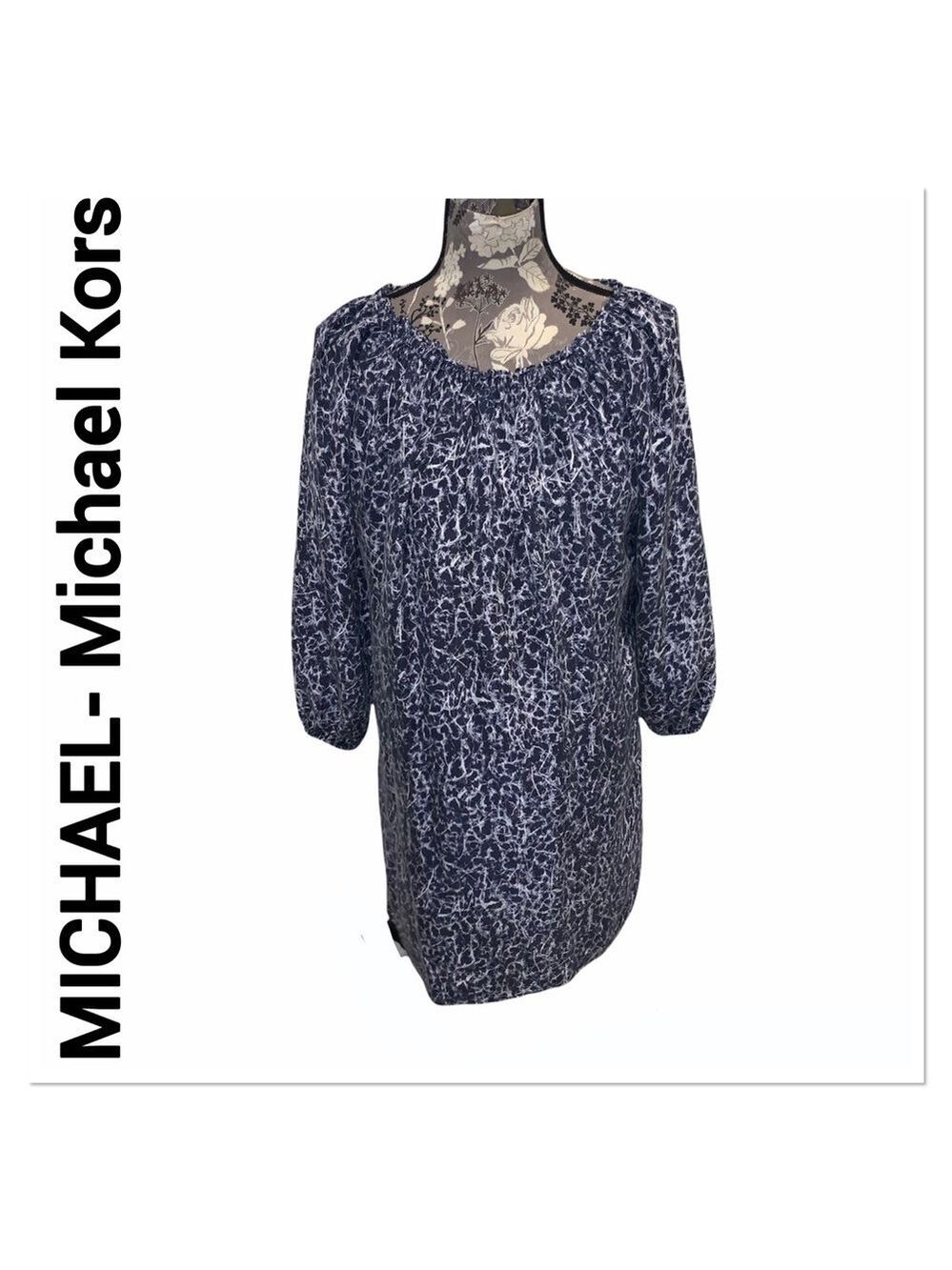 MICHAEL KORS Blue Animal Print Silk Dress size small